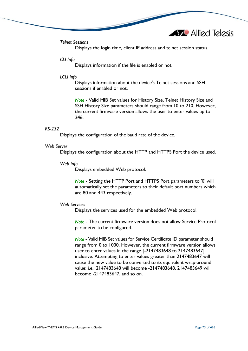 Allied Telesis AlliedView-EMS 4.0.3 Device-Management User Manual | Page 73 / 468
