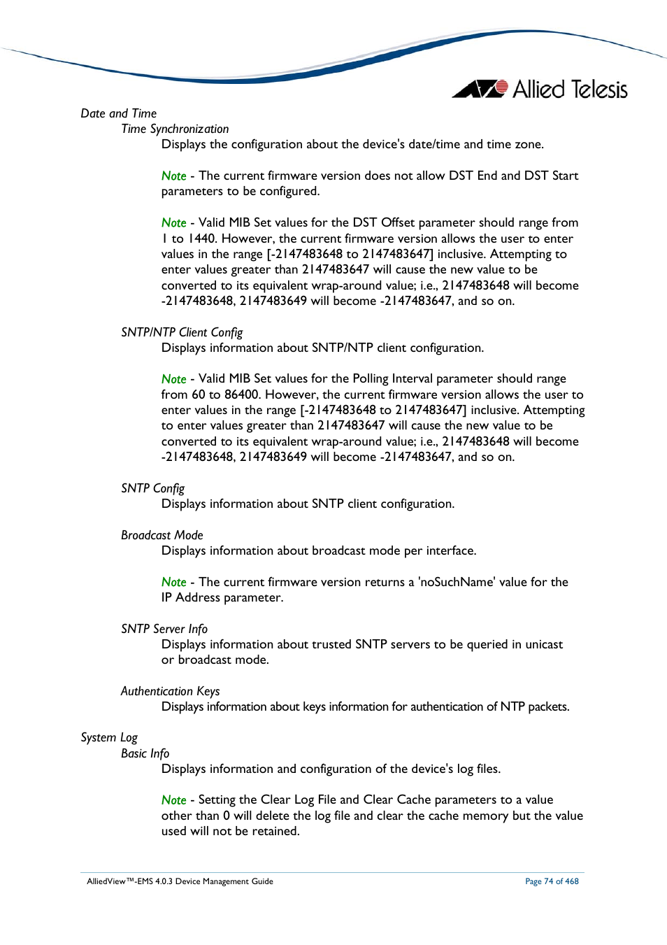 Allied Telesis AlliedView-EMS 4.0.3 Device-Management User Manual | Page 74 / 468