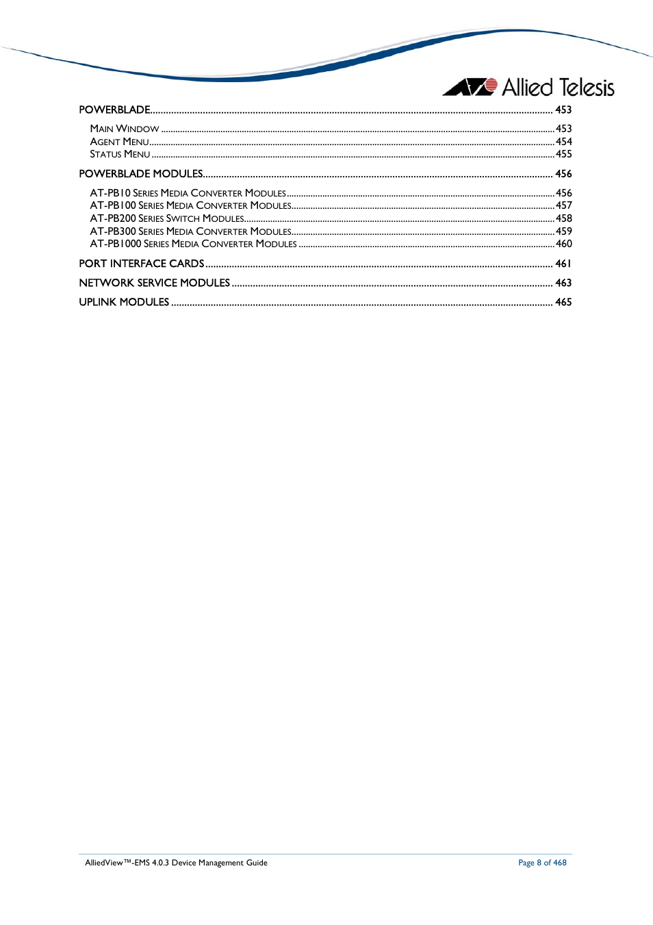 Allied Telesis AlliedView-EMS 4.0.3 Device-Management User Manual | Page 8 / 468