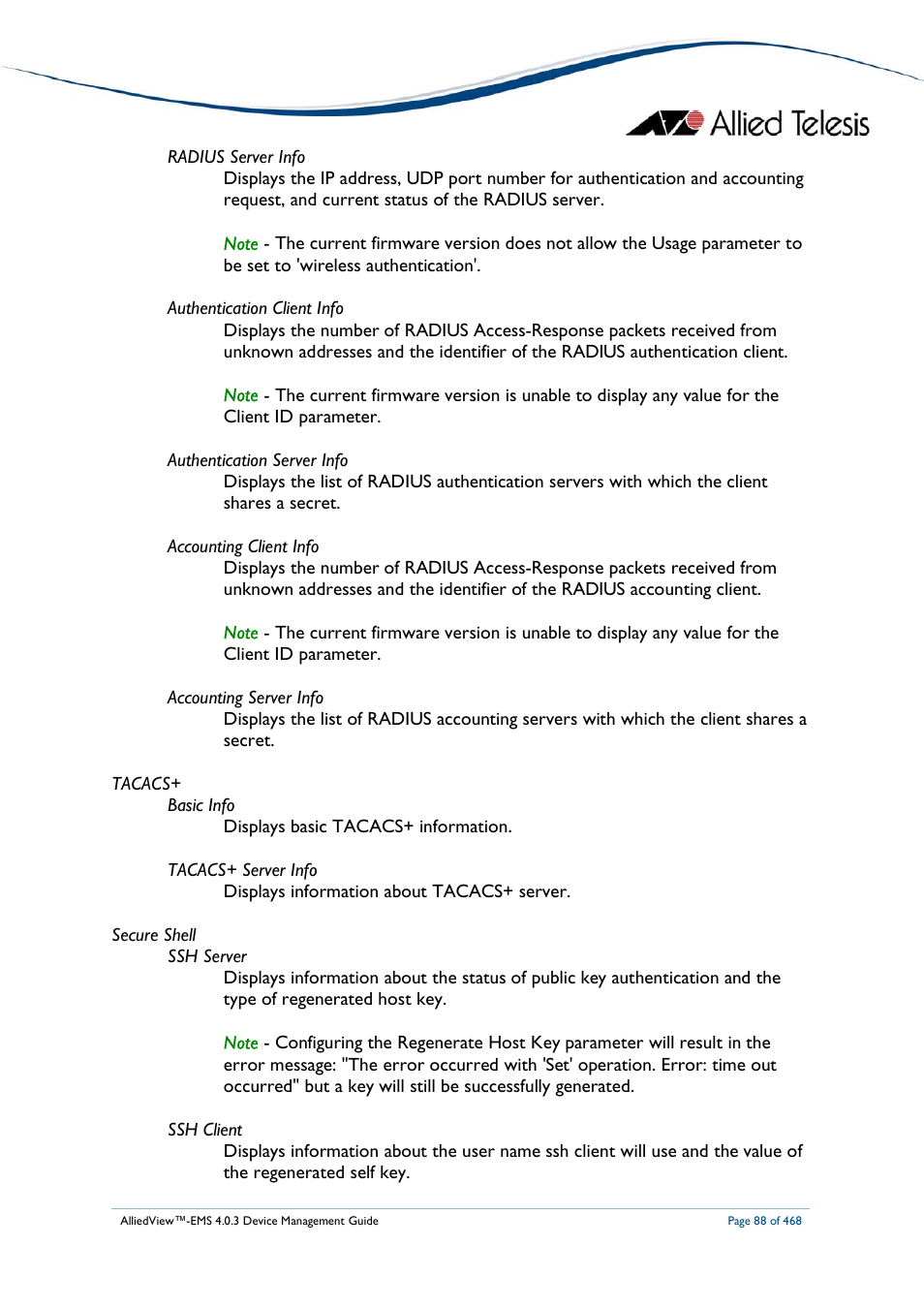 Allied Telesis AlliedView-EMS 4.0.3 Device-Management User Manual | Page 88 / 468