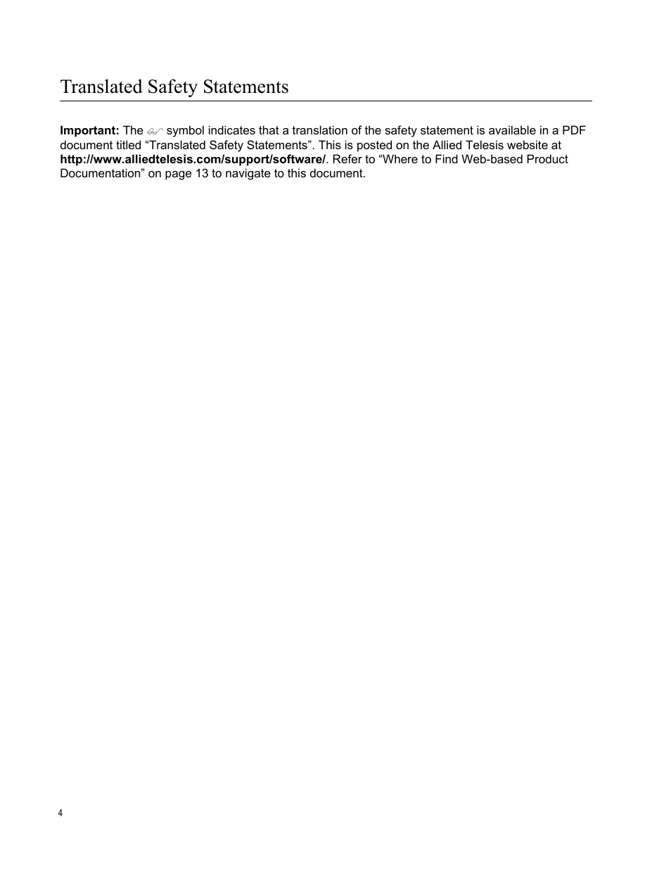 Translated safety statements | Allied Telesis AT-GS900/24 User Manual | Page 4 / 45