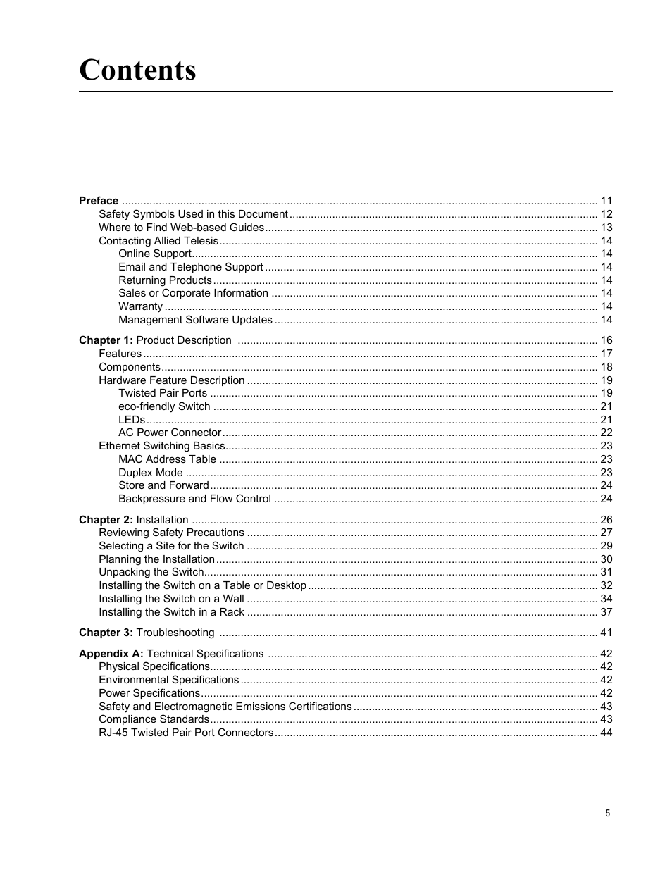 Allied Telesis AT-GS900/24 User Manual | Page 5 / 45