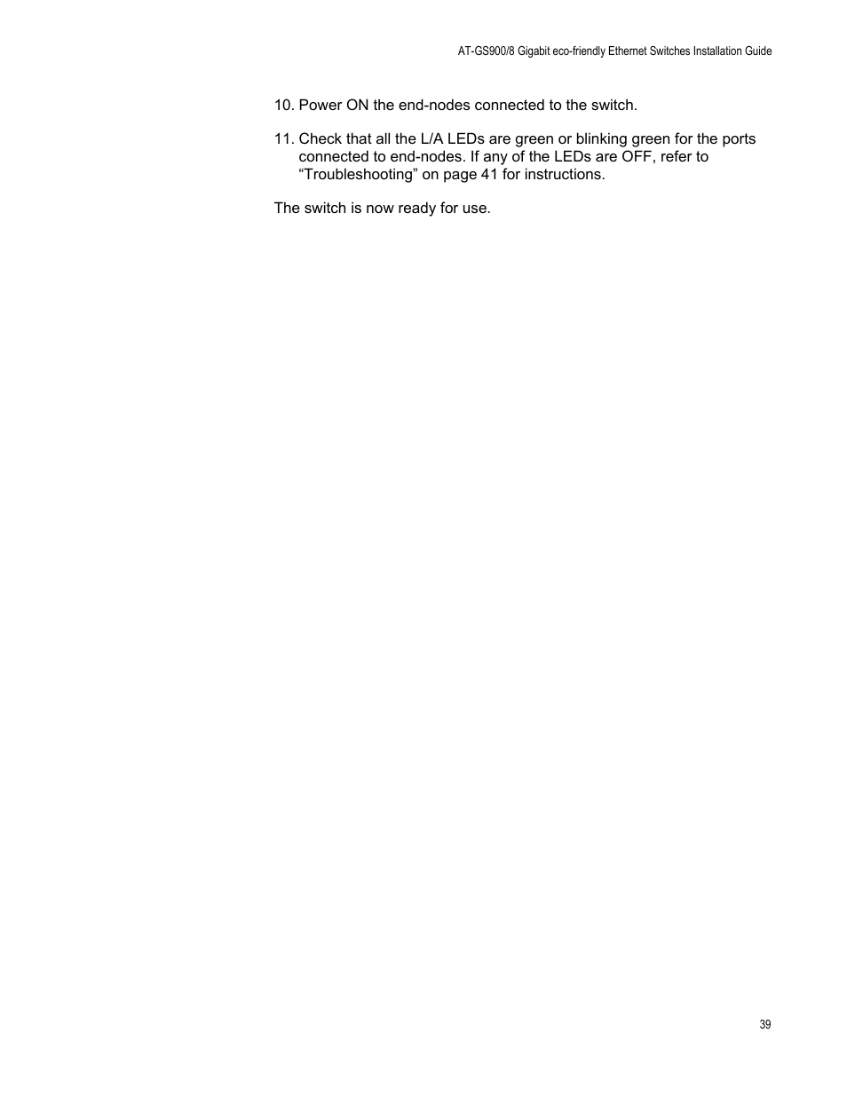 Allied Telesis AT-GS900/8 User Manual | Page 39 / 45