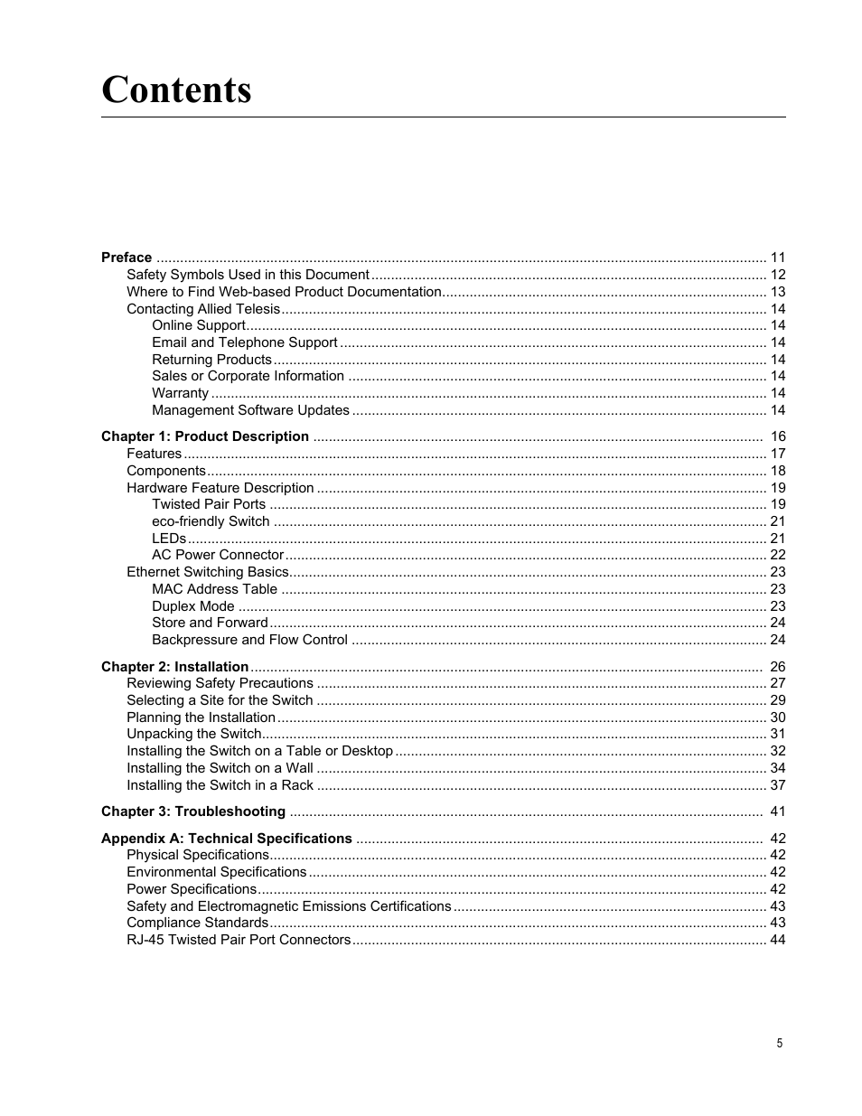 Allied Telesis AT-GS900/8 User Manual | Page 5 / 45