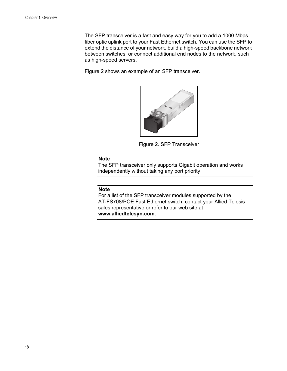 Figure 2. sfp transceiver | Allied Telesis AT-FS708/POE User Manual | Page 18 / 52