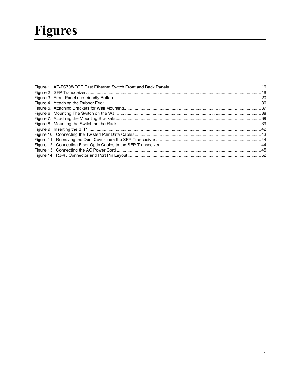 Figures | Allied Telesis AT-FS708/POE User Manual | Page 7 / 52