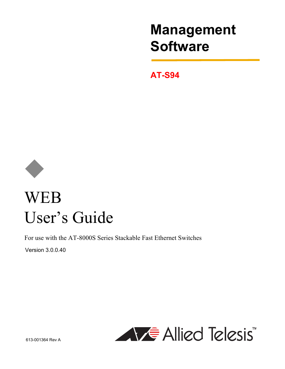 Allied Telesis AT-S94 User Manual | 254 pages