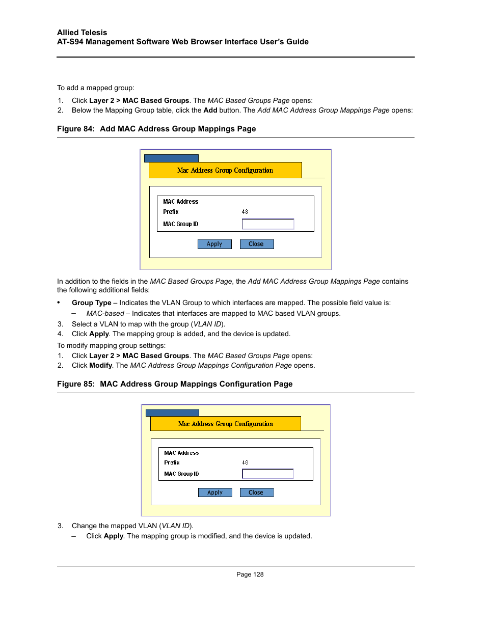Allied Telesis AT-S94 User Manual | Page 128 / 254