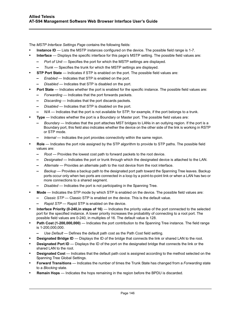 Allied Telesis AT-S94 User Manual | Page 146 / 254