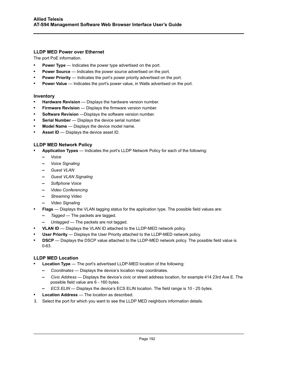 Allied Telesis AT-S94 User Manual | Page 192 / 254