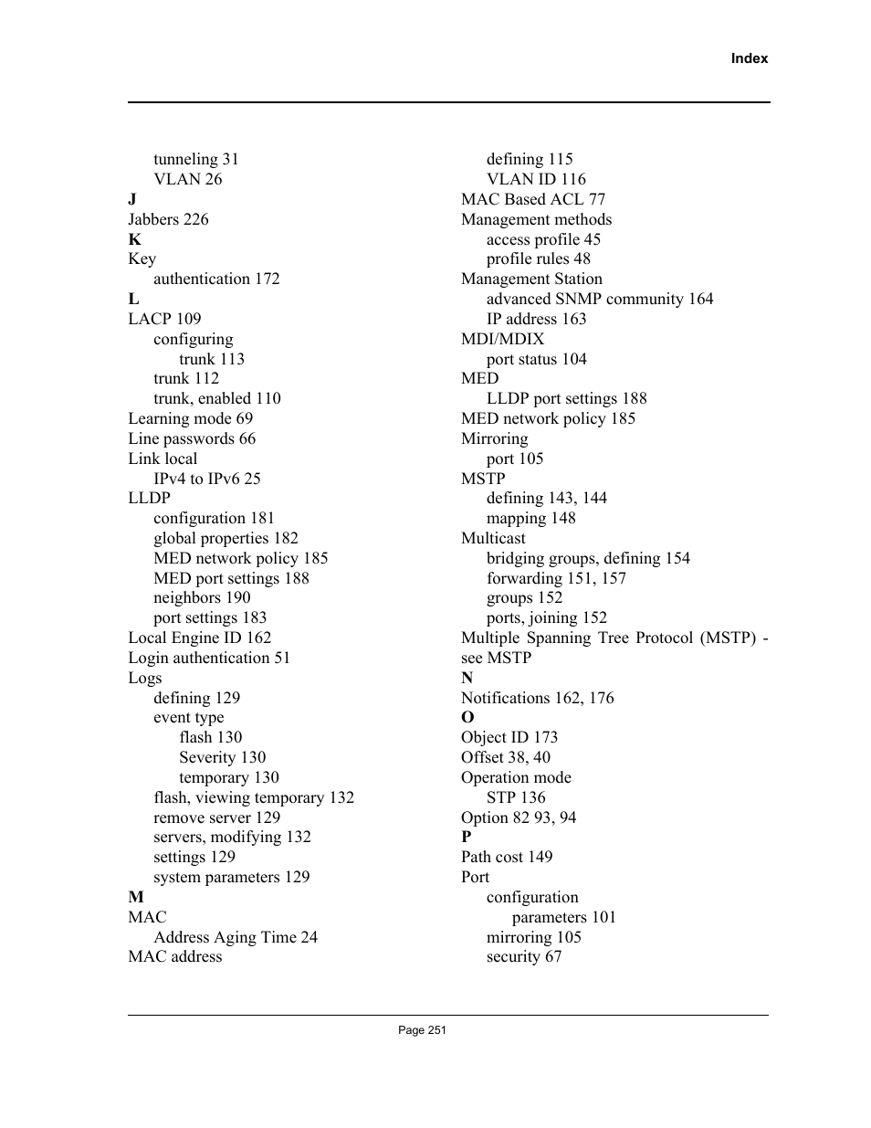 Allied Telesis AT-S94 User Manual | Page 251 / 254
