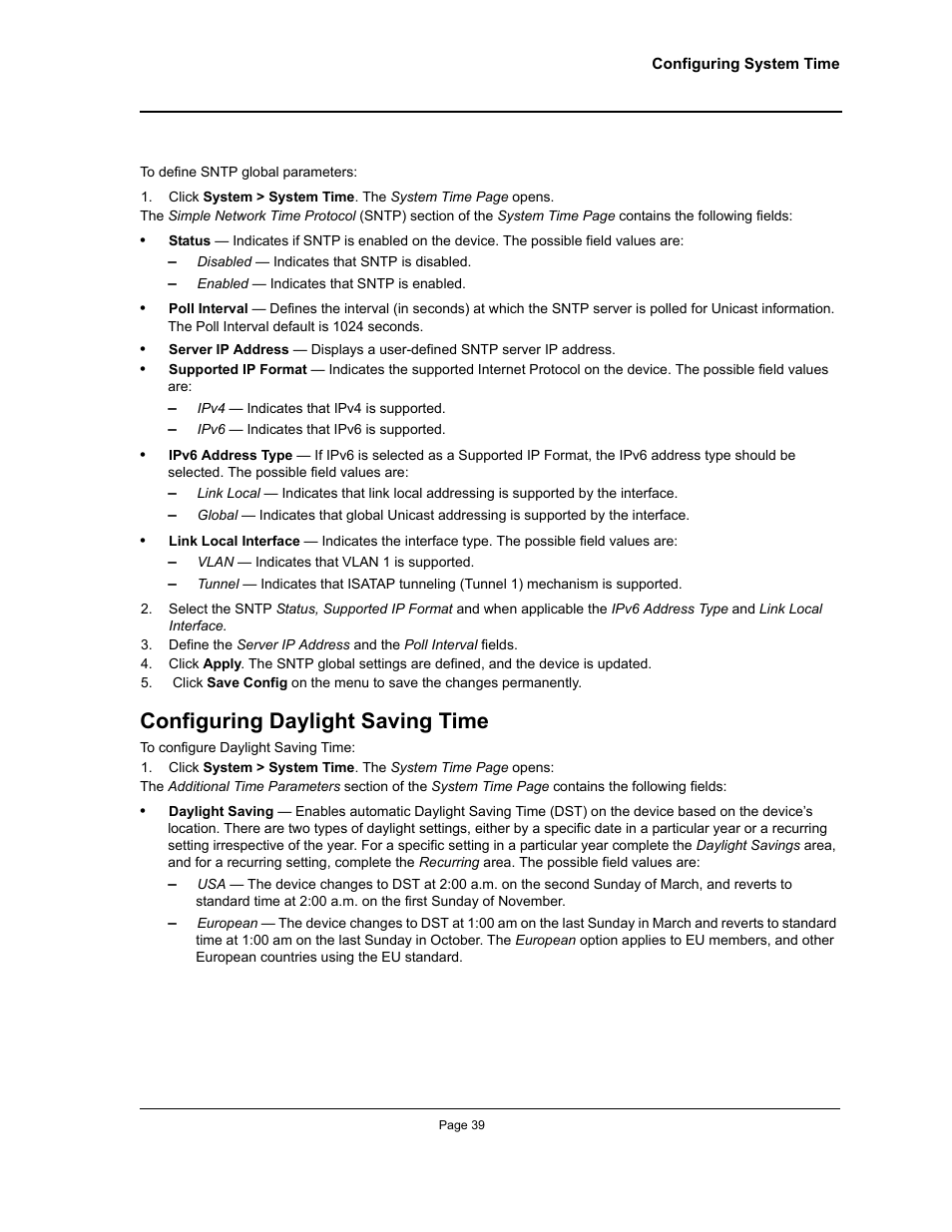 Configuring daylight saving time | Allied Telesis AT-S94 User Manual | Page 39 / 254
