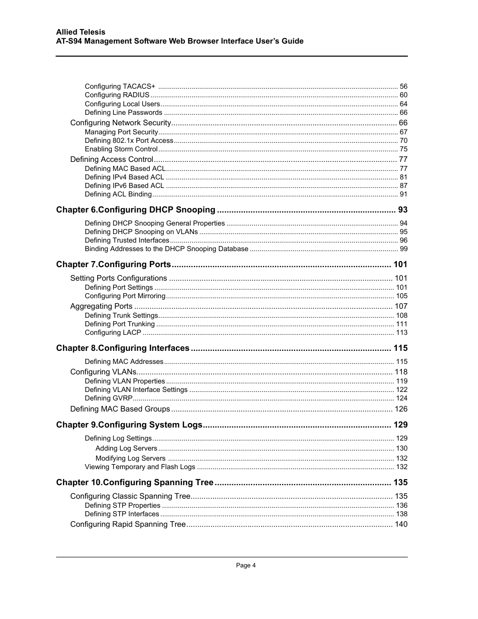 Allied Telesis AT-S94 User Manual | Page 4 / 254