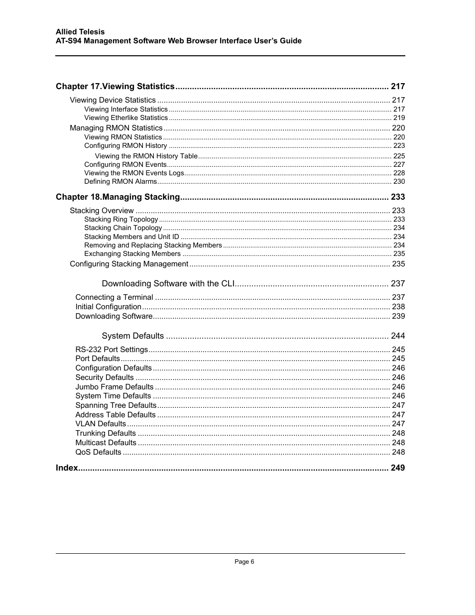 Allied Telesis AT-S94 User Manual | Page 6 / 254