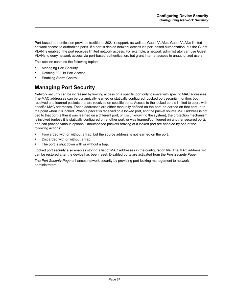 Managing port security | Allied Telesis AT-S94 User Manual | Page 67 / 254