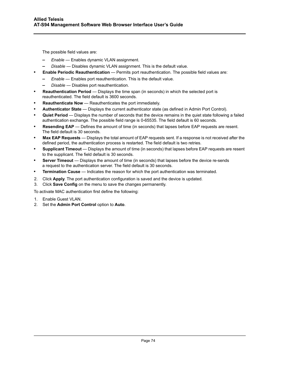 Allied Telesis AT-S94 User Manual | Page 74 / 254