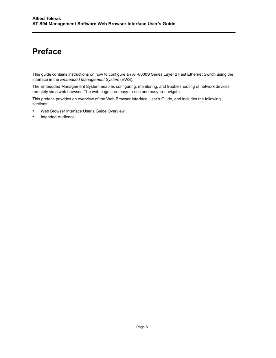 Allied Telesis AT-S94 User Manual | Page 8 / 254