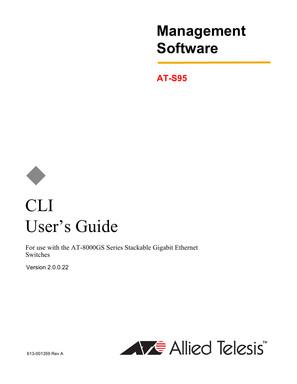 Allied Telesis AT-S95 CLI User Manual | 392 pages