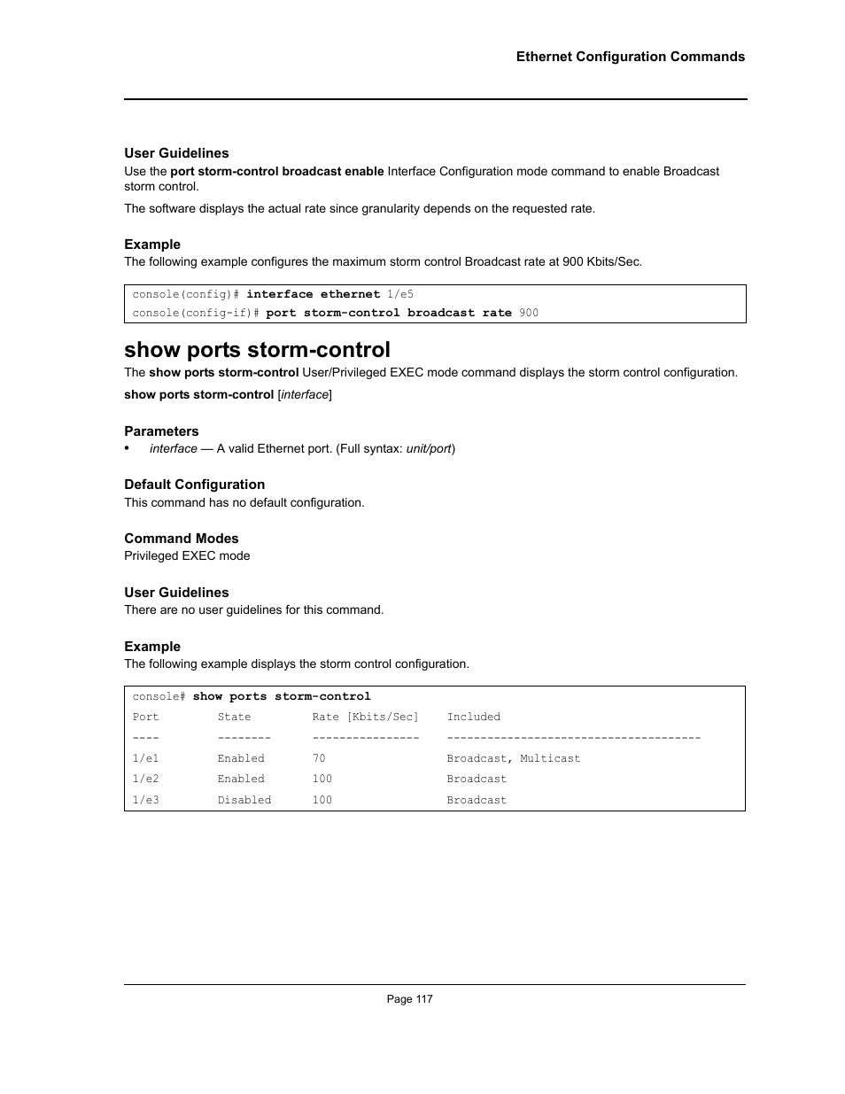 Show ports storm-control | Allied Telesis AT-S95 CLI User Manual | Page 117 / 392