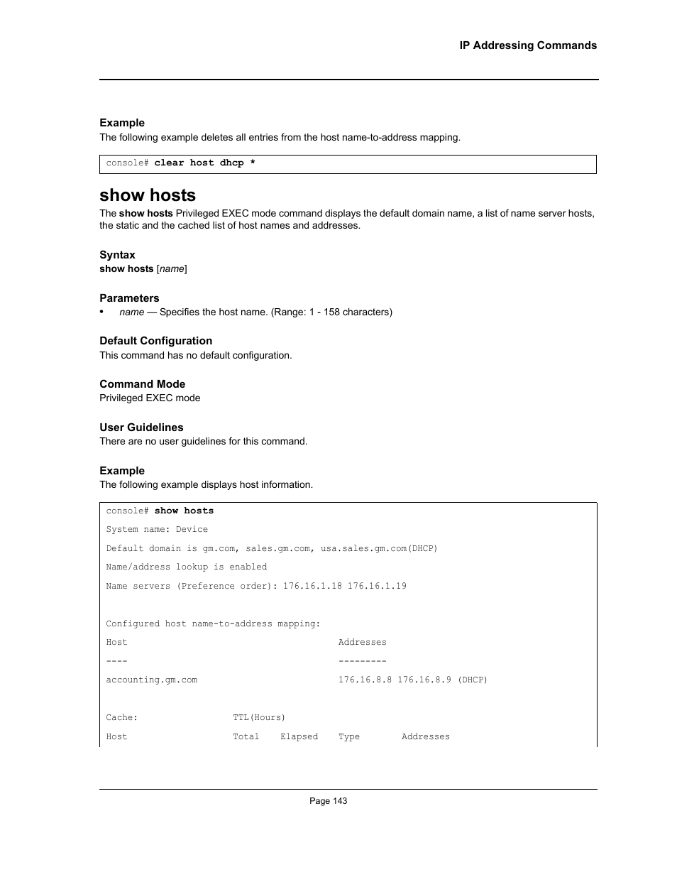 Show hosts | Allied Telesis AT-S95 CLI User Manual | Page 143 / 392