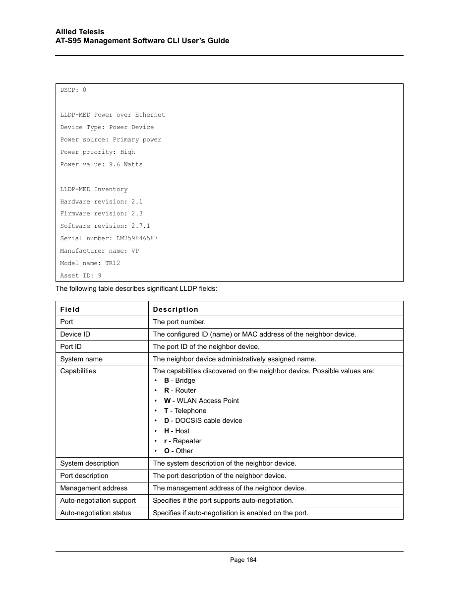 Allied Telesis AT-S95 CLI User Manual | Page 184 / 392