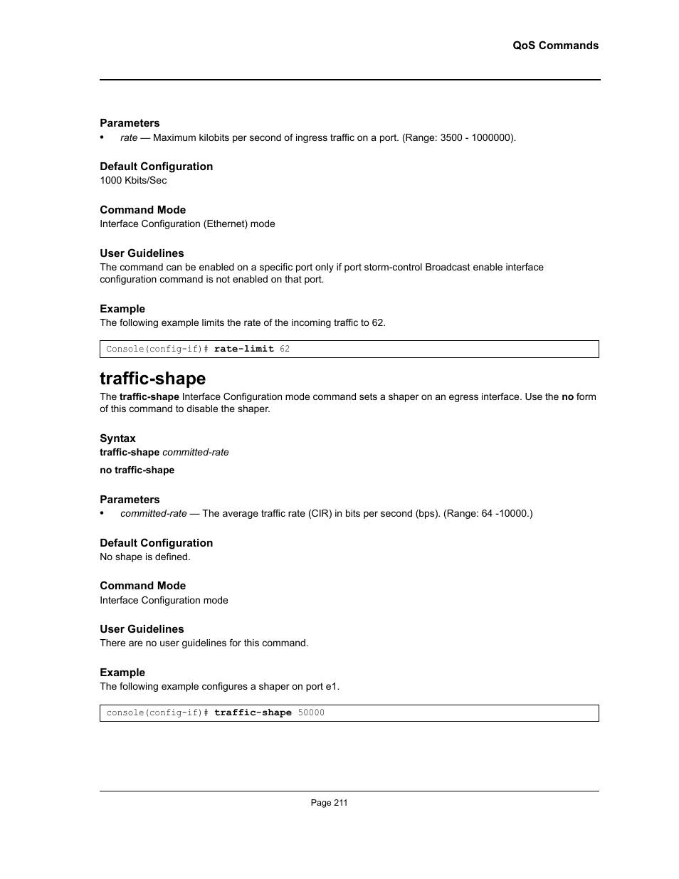 Traffic-shape | Allied Telesis AT-S95 CLI User Manual | Page 211 / 392