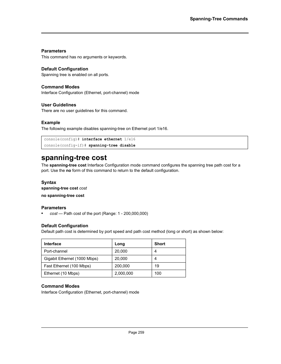 Spanning-tree cost | Allied Telesis AT-S95 CLI User Manual | Page 259 / 392