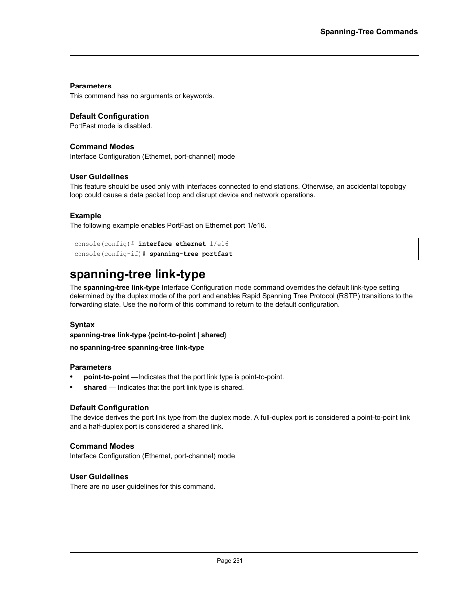Spanning-tree link-type | Allied Telesis AT-S95 CLI User Manual | Page 261 / 392