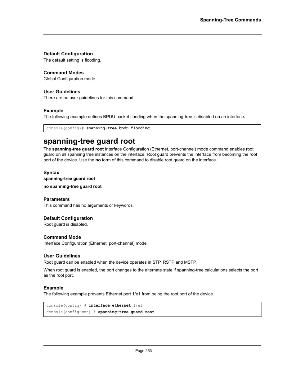 Spanning-tree guard root | Allied Telesis AT-S95 CLI User Manual | Page 263 / 392