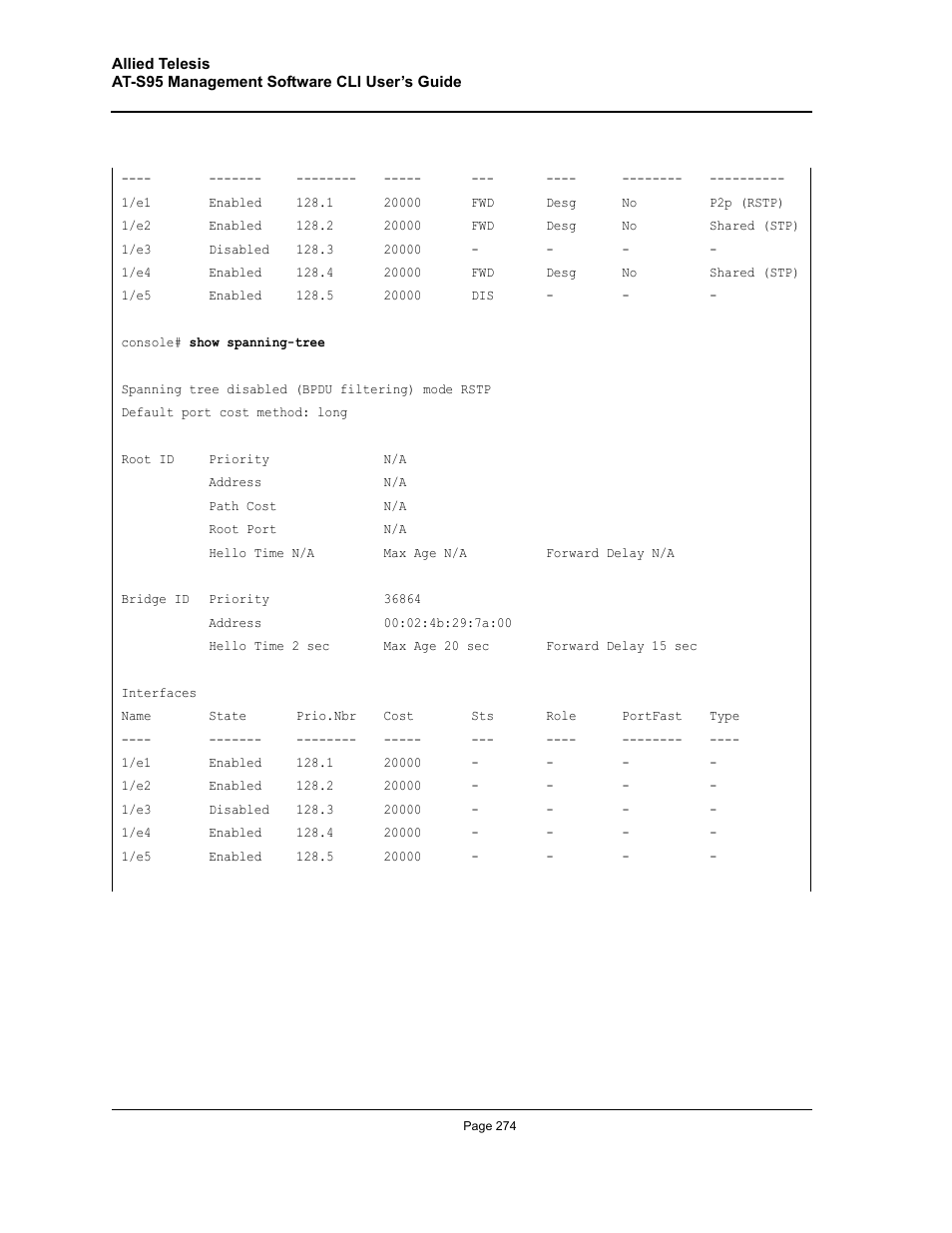 Allied Telesis AT-S95 CLI User Manual | Page 274 / 392