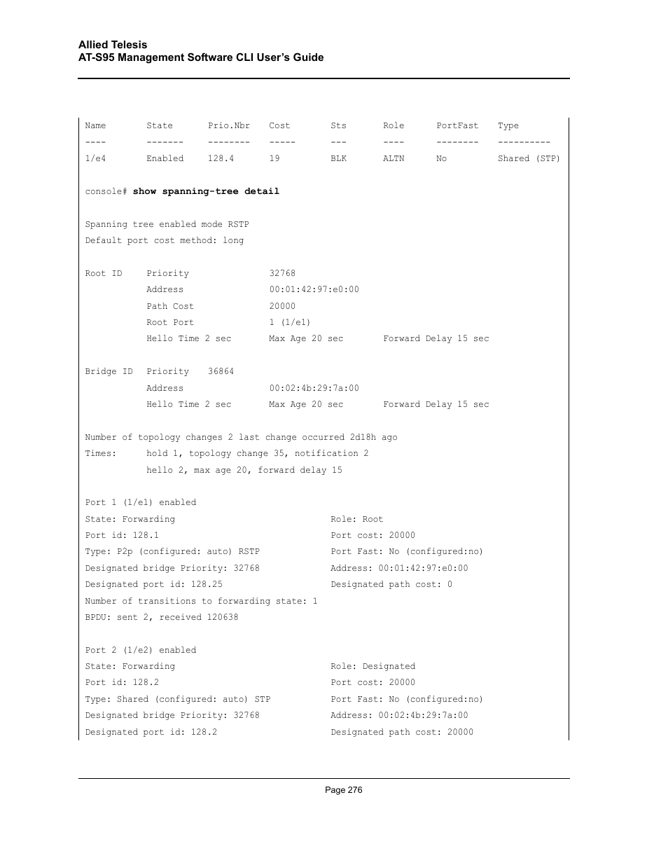 Allied Telesis AT-S95 CLI User Manual | Page 276 / 392