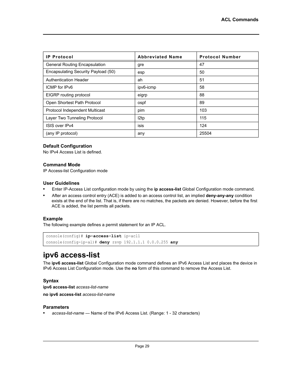 Ipv6 access-list | Allied Telesis AT-S95 CLI User Manual | Page 29 / 392