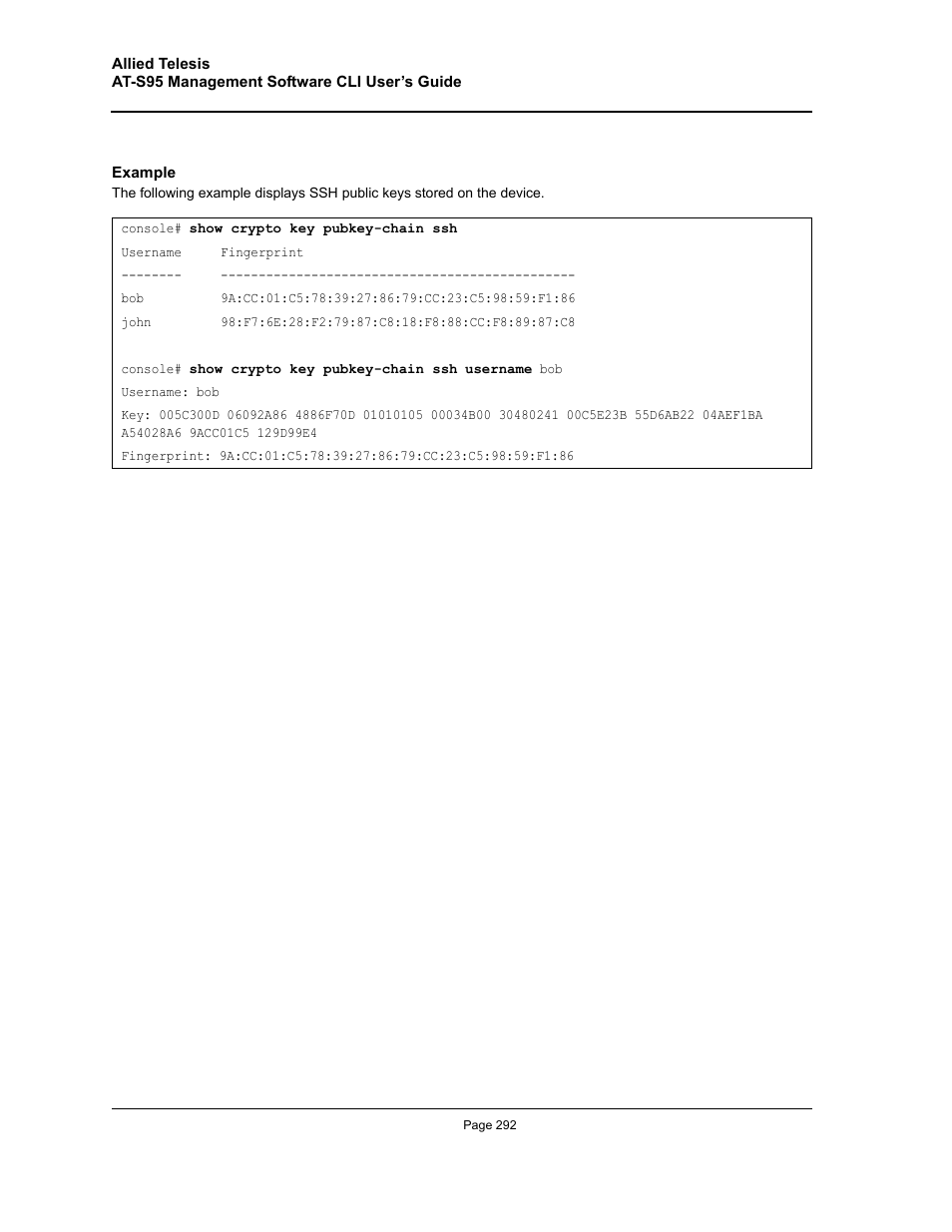 Allied Telesis AT-S95 CLI User Manual | Page 292 / 392