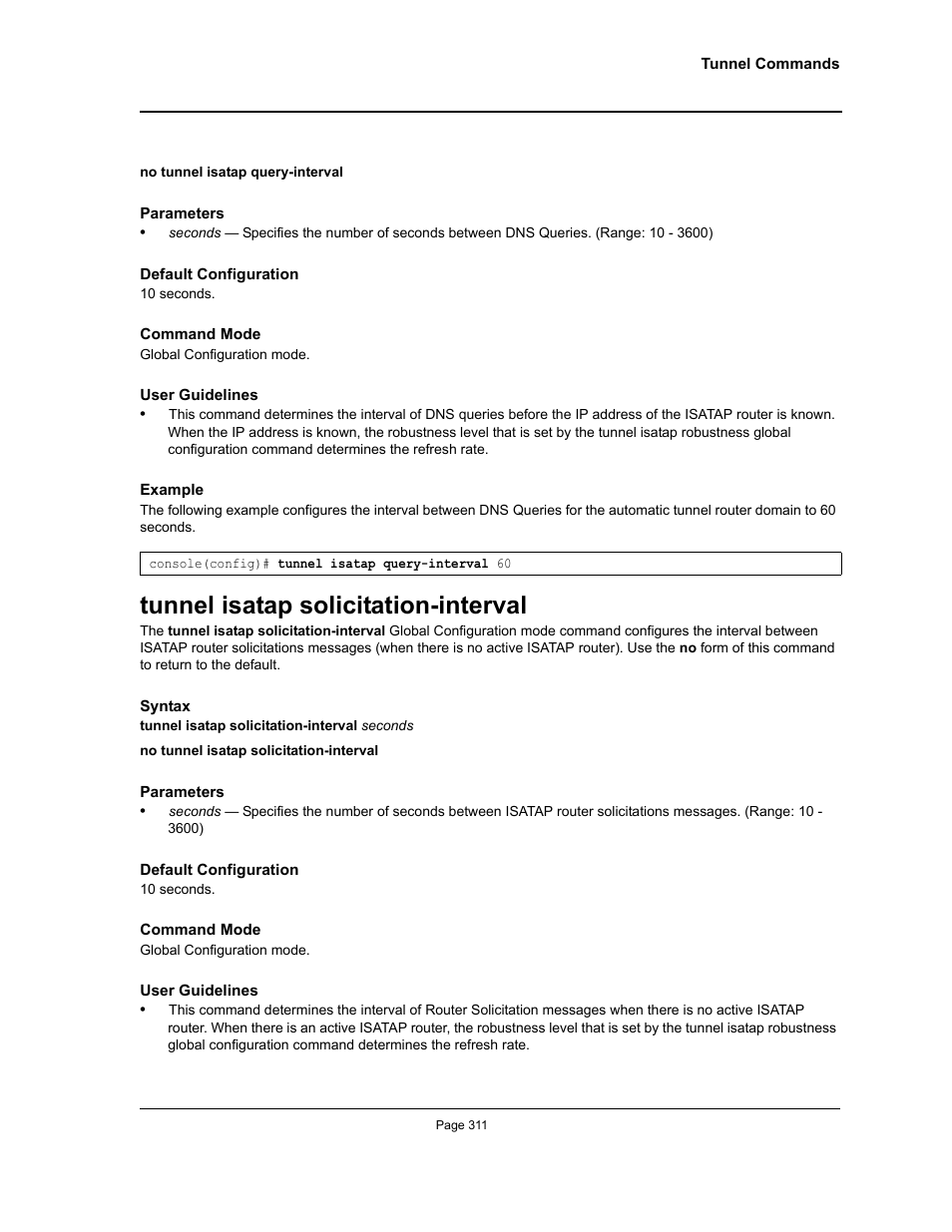 Tunnel isatap solicitation-interval | Allied Telesis AT-S95 CLI User Manual | Page 311 / 392