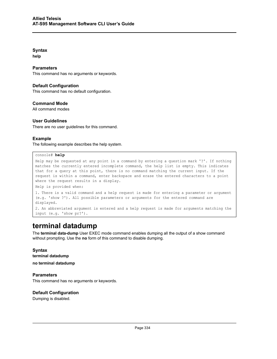 Terminal datadump | Allied Telesis AT-S95 CLI User Manual | Page 334 / 392