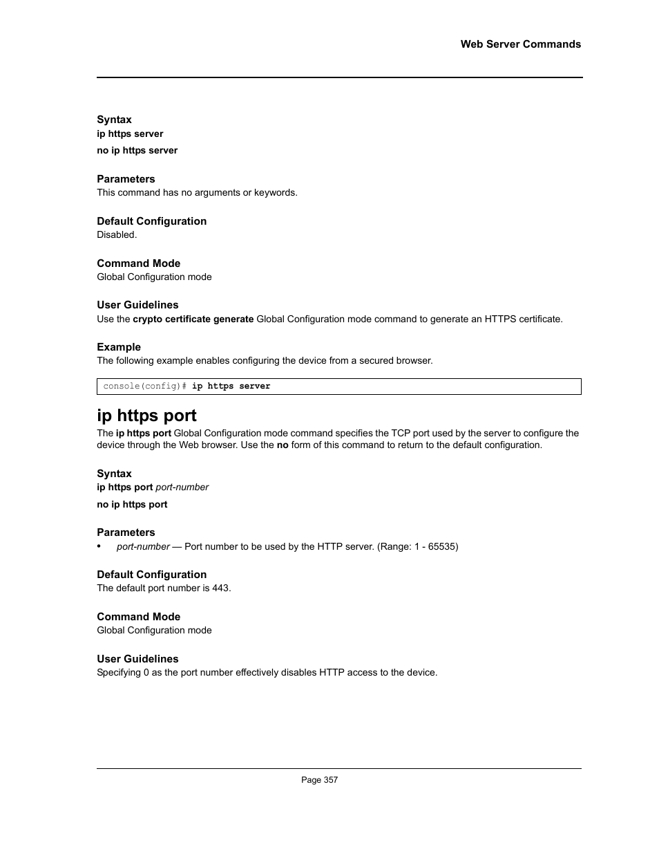 Ip https port | Allied Telesis AT-S95 CLI User Manual | Page 357 / 392