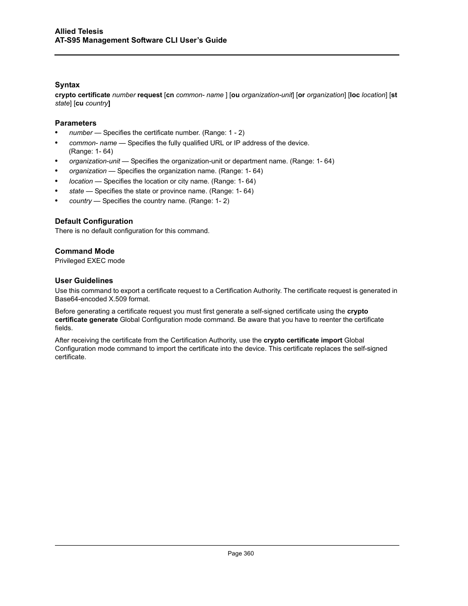 Allied Telesis AT-S95 CLI User Manual | Page 360 / 392