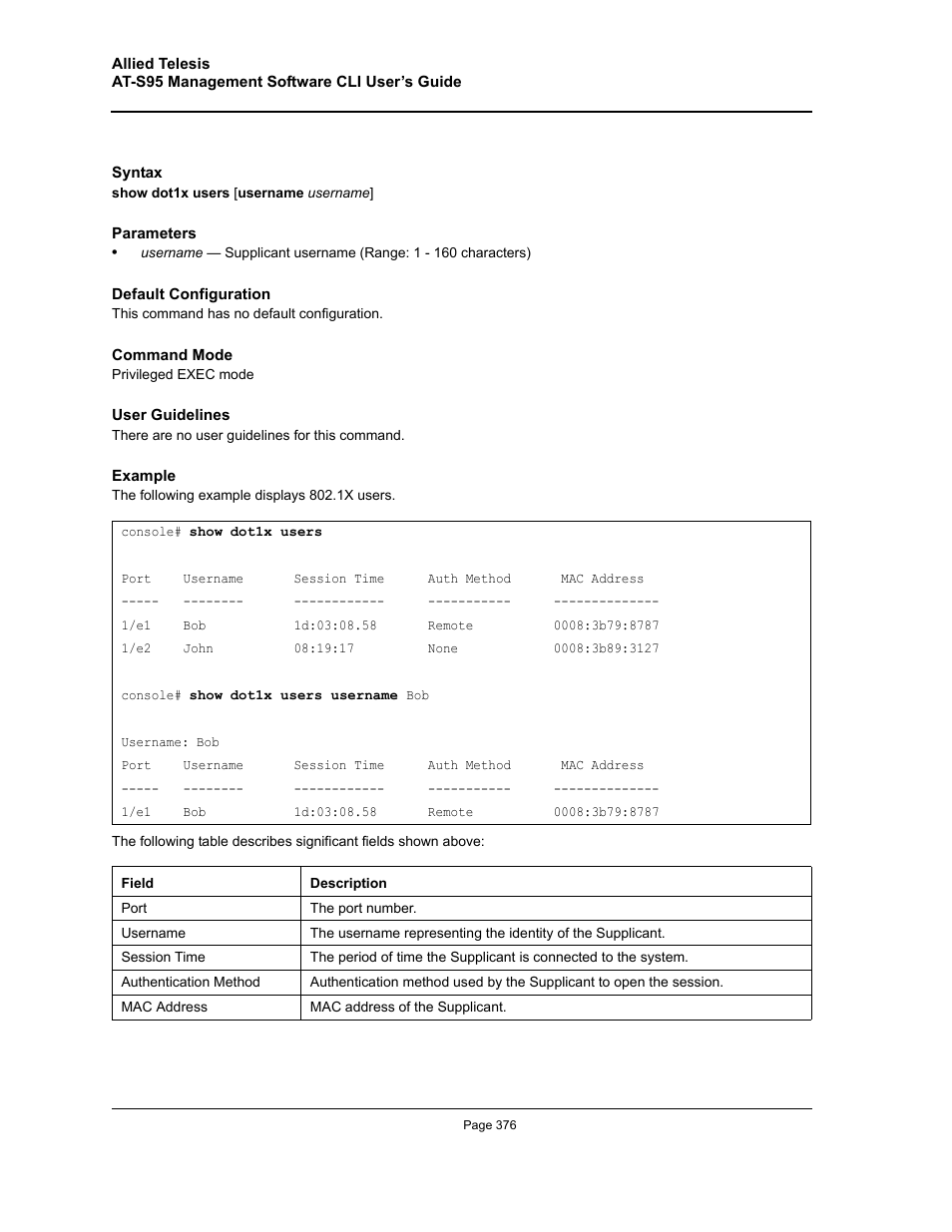 Allied Telesis AT-S95 CLI User Manual | Page 376 / 392
