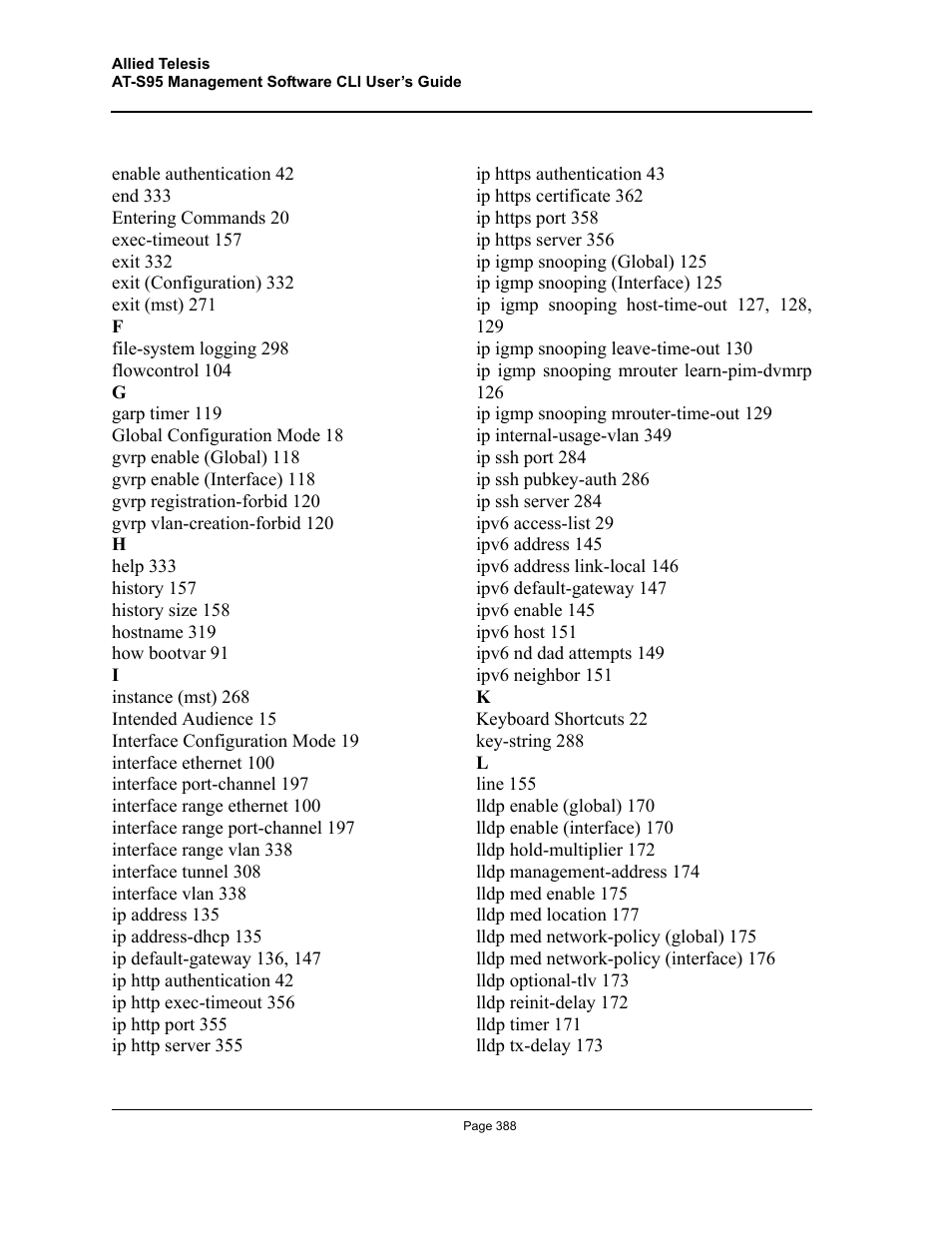 Allied Telesis AT-S95 CLI User Manual | Page 388 / 392