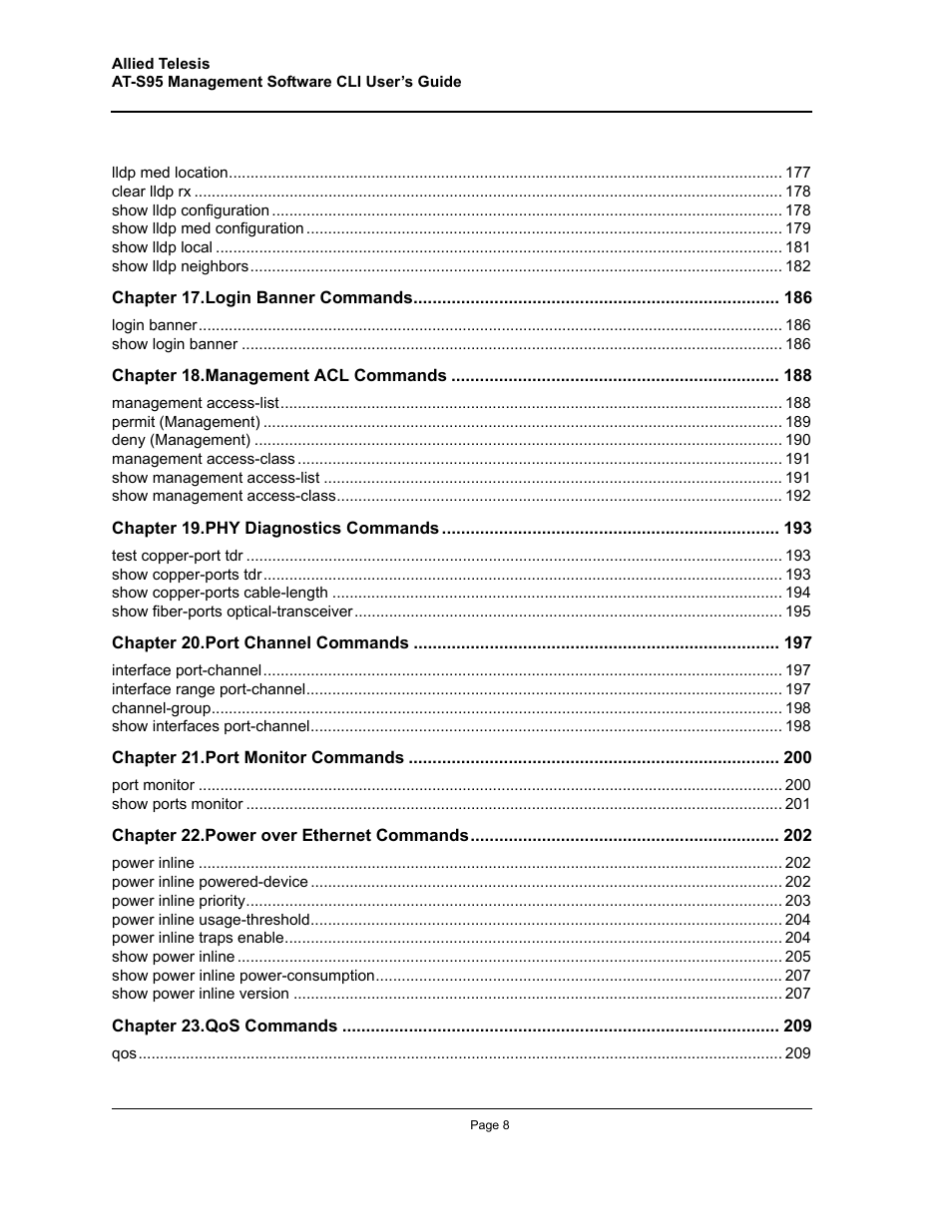 Allied Telesis AT-S95 CLI User Manual | Page 8 / 392
