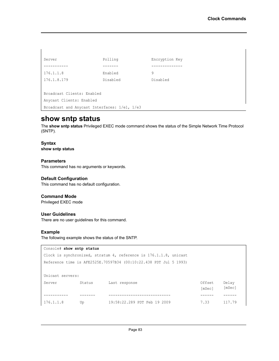 Show sntp status | Allied Telesis AT-S95 CLI User Manual | Page 83 / 392