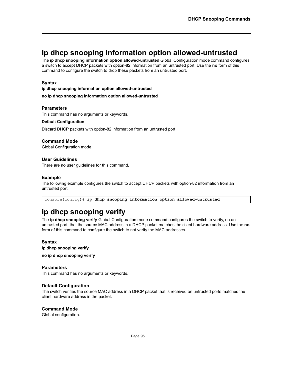Ip dhcp snooping verify | Allied Telesis AT-S95 CLI User Manual | Page 95 / 392
