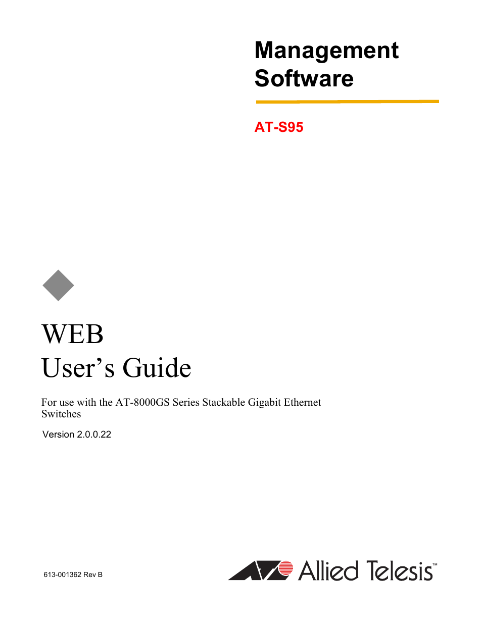 Allied Telesis AT-S95 WEB User Manual | 254 pages