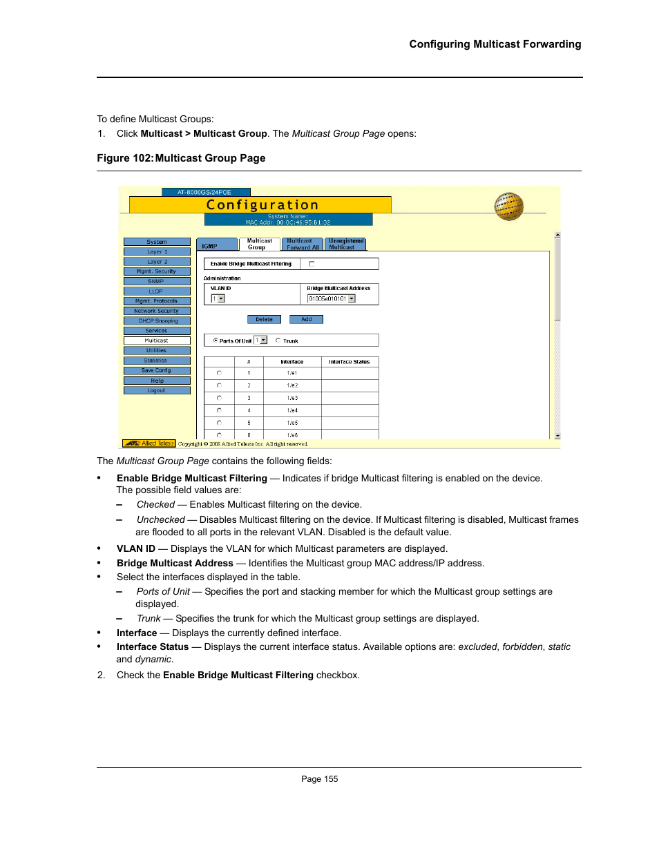 Allied Telesis AT-S95 WEB User Manual | Page 155 / 254