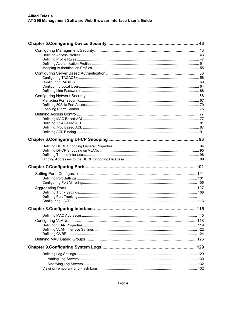 Allied Telesis AT-S95 WEB User Manual | Page 4 / 254