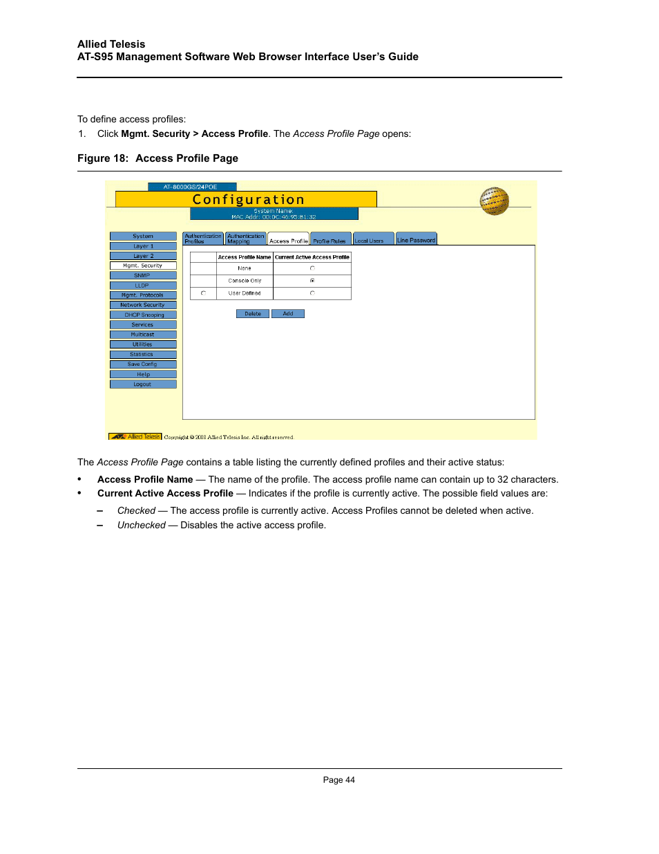 Allied Telesis AT-S95 WEB User Manual | Page 44 / 254