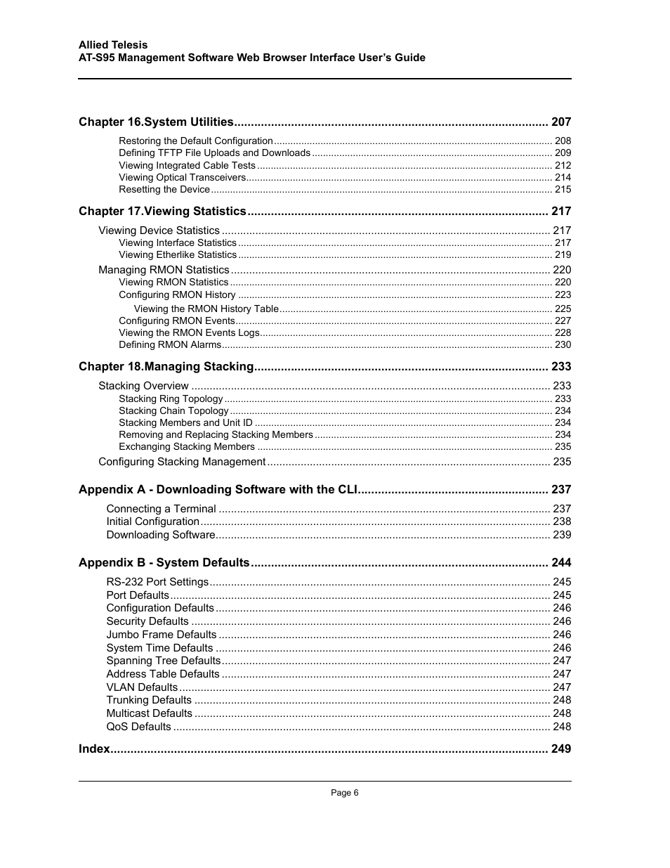 Allied Telesis AT-S95 WEB User Manual | Page 6 / 254