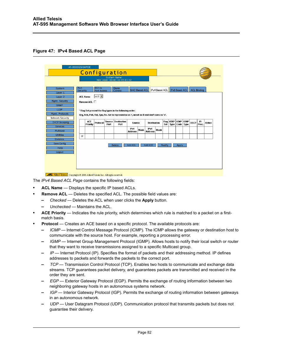 Allied Telesis AT-S95 WEB User Manual | Page 82 / 254