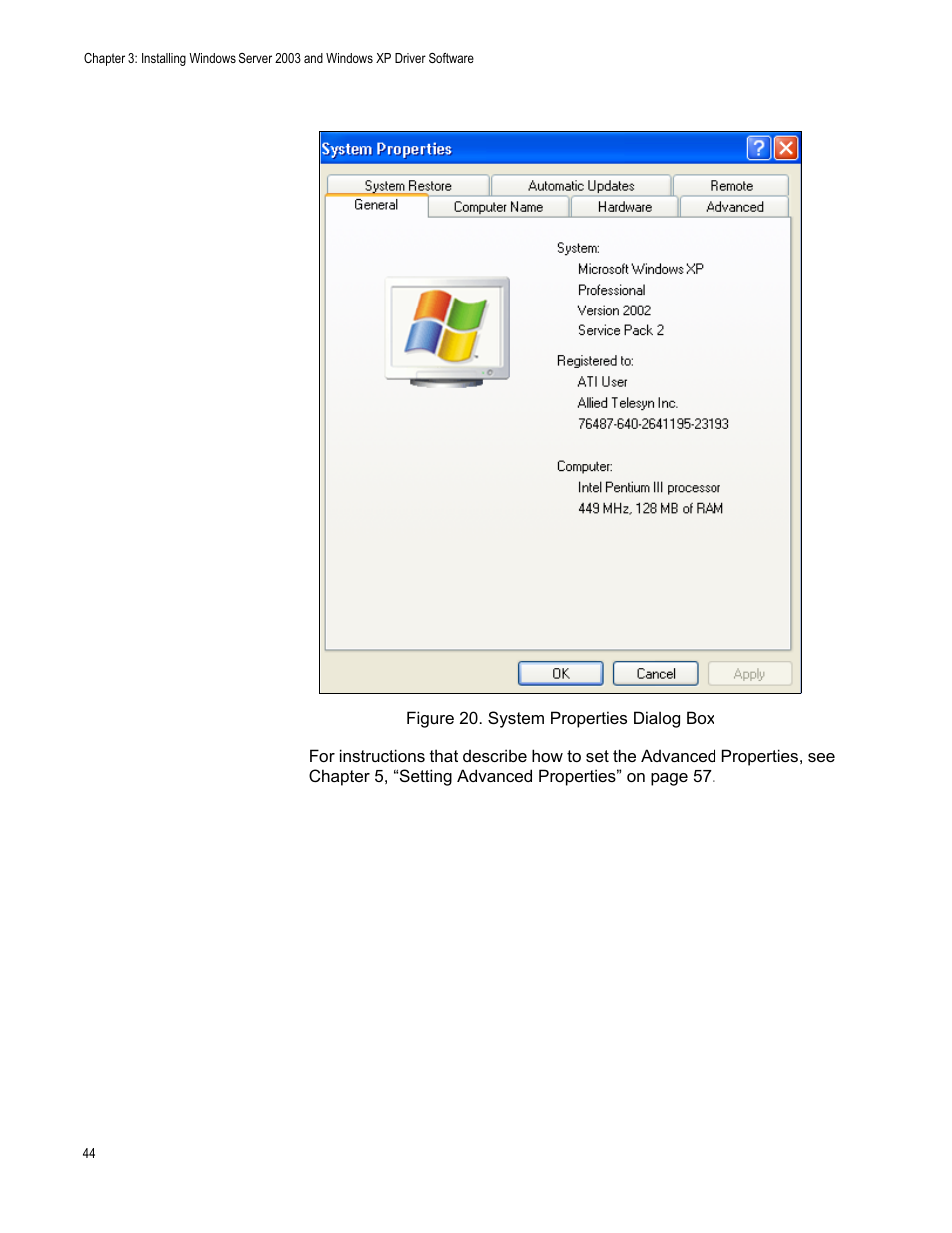 Figure 20. system properties dialog box | Allied Telesis AT-2912T User Manual | Page 44 / 100