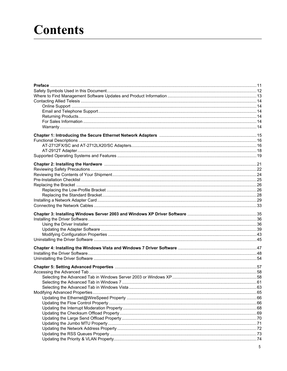 Allied Telesis AT-2912T User Manual | Page 5 / 100